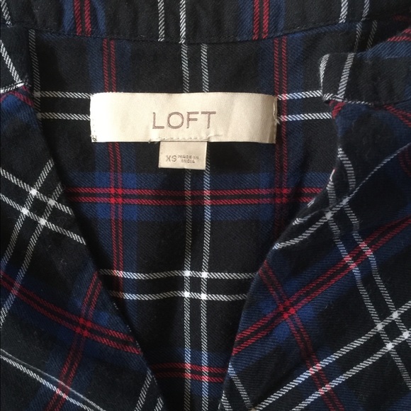 Loft Plaid Long Sleeve Blouse XS - Picture 3 of 4